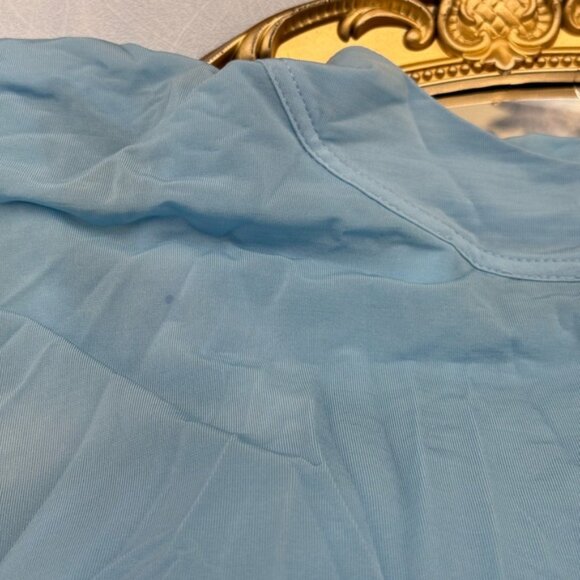 🆕 RAT & BOA 🧿 NWOT Freja Slinky Baby Blue Tie-Waist T-Shirt Mini Dress, Sz L - Picture 15 of 16